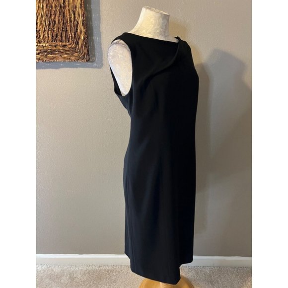 Talbots Sheath Dress 16 Black Crepe Sleeveless Career Church New $159 - Picture 9 of 11